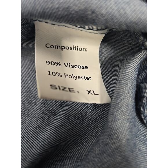 Denim Shirt Flare Bottom Dress XL Western Line Dance Never Worn - Picture 6 of 7